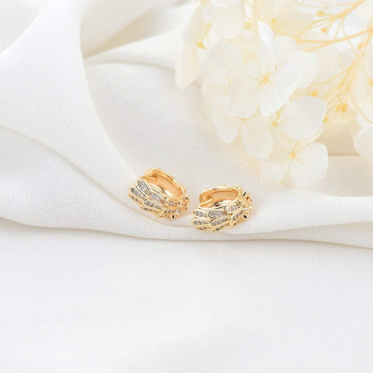 4 runde Creolen mit Strassverzierung aus 14-karätigem GF-Ohrring