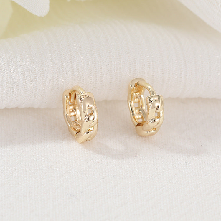 4 Hollow Chain Hoop Earrings Rhinestone Embellished 14K GF Earing