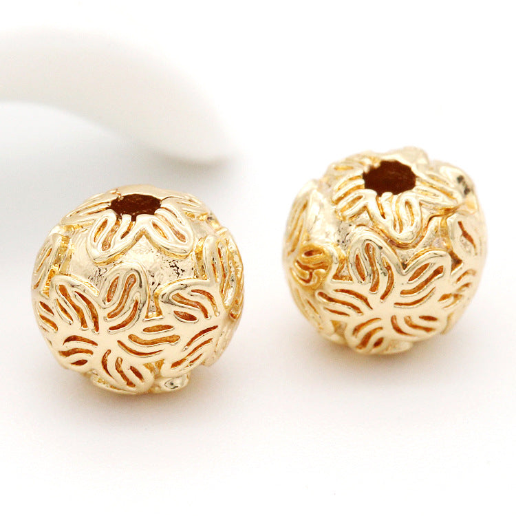 10 geschnitzte runde Perlenstücke aus 14K GF Kupfer Charm Perlenarbeit Spacer