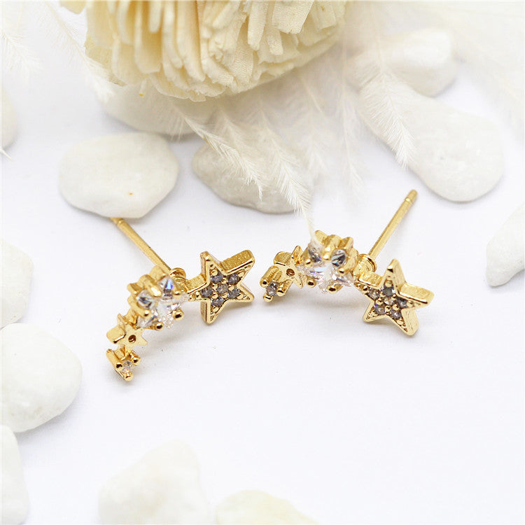 10 boucles d'oreilles multi-étoiles à tige ornées de strass 14K GF
