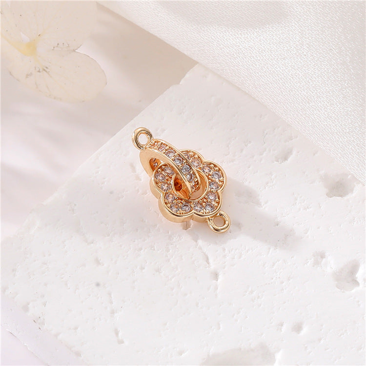 2 connecteurs de lien de cercle floral à double boucle ornés de strass 14K GF