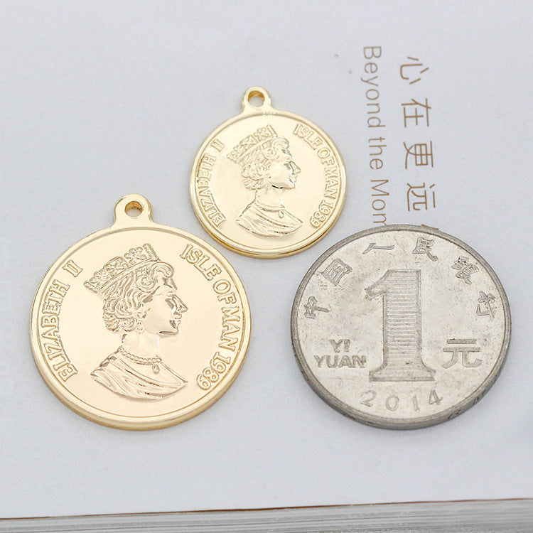 5 Queen Coin Charm Pendant 14K GF