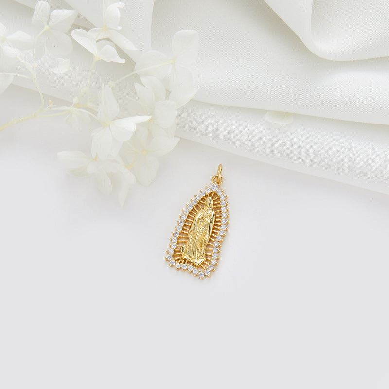 2 Jésus Charm Pendentif Strass Embelli 14K GF