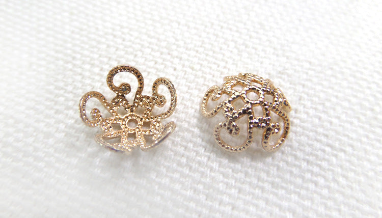 100 Floral Bead Cap Cup 14K GF Charm Beadwork Spacer