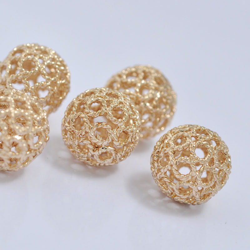 20 Hollow Round Bead 14K GF Copper Charm Beadwork Spacer