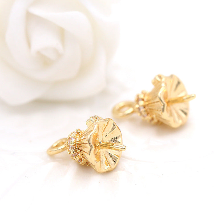 2 cônes pendentif à breloque strass embelli 14K GF perle semi-percée perle vierge