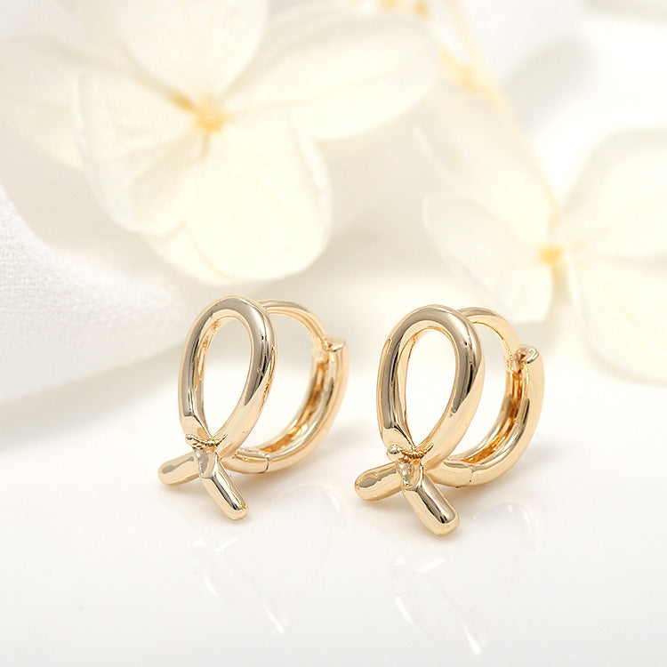 4 Chunky Hoop Earrings Rhinestone Embellished 14K GF Earing