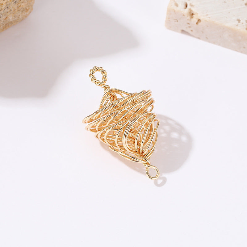 2-Draht-umwickelter Kegel-Charm-Anhänger aus 14-karätigem GF