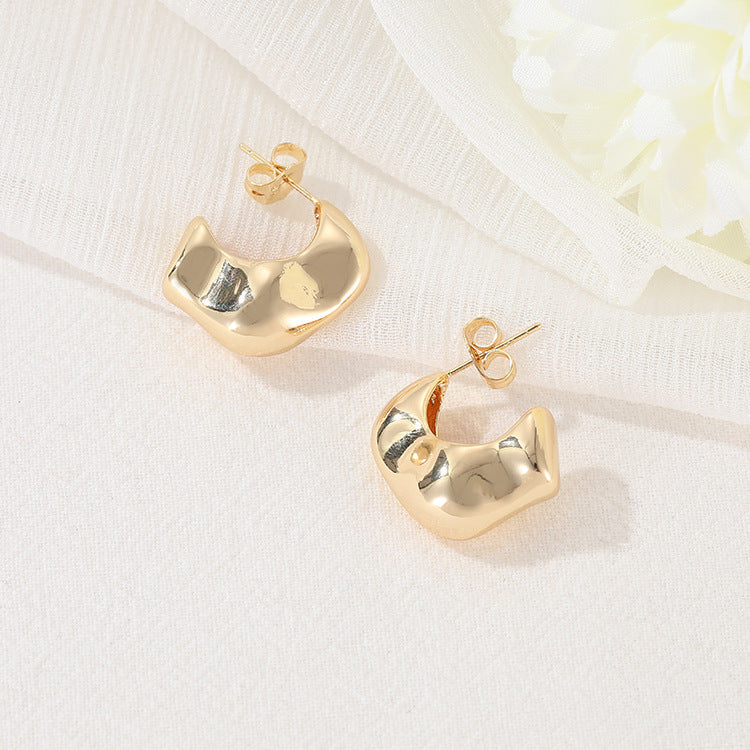 4 Glossy Chunky Stud Earrings 14K GF Earing