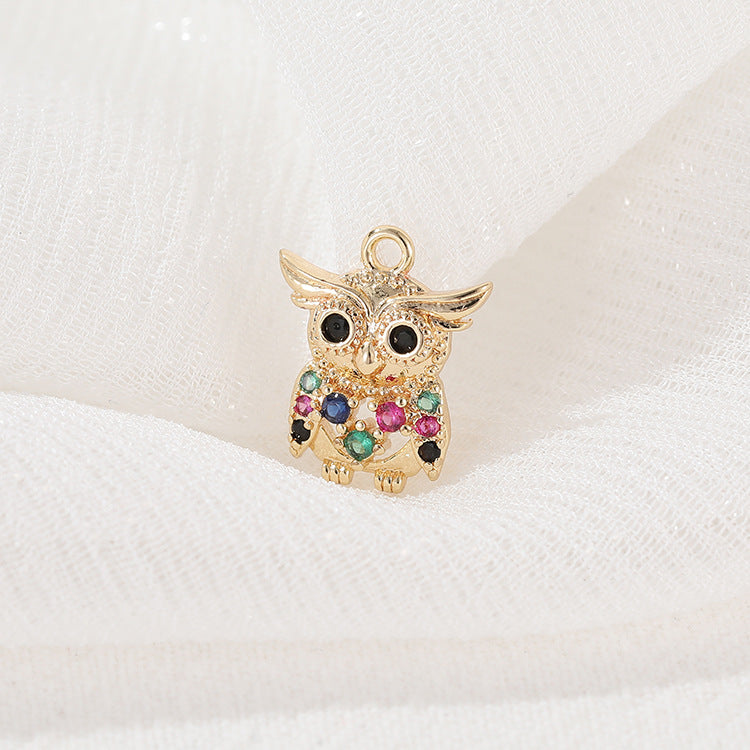 2 pendentif à breloque hibou papillon étoile de mer strass embelli 14K GF