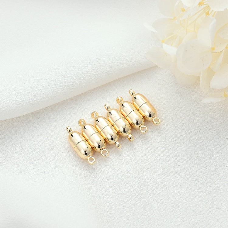 2 Round Oval Magnet Clasp 14K GF Pendant Clasps Connector
