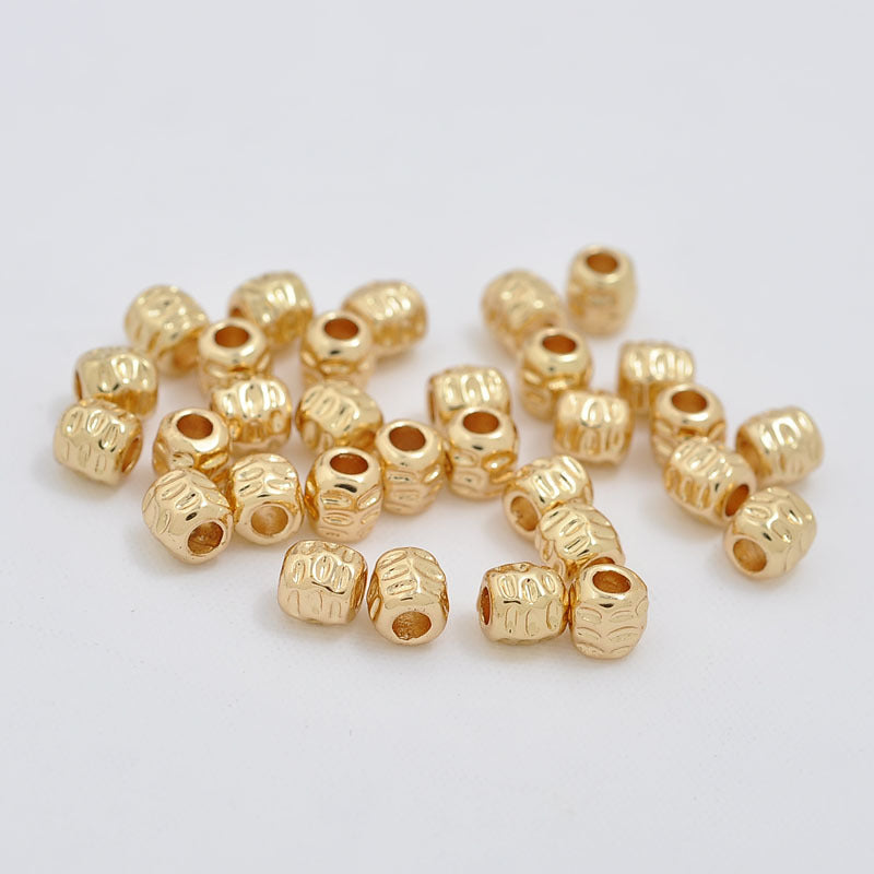 20 perles de tambour sculptées 14K GF, entretoise de perles de charme