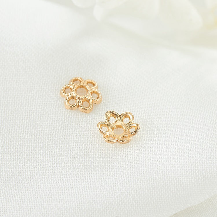 50 bonnets de perles florales, tasse 14K GF, breloques, entretoise de perles