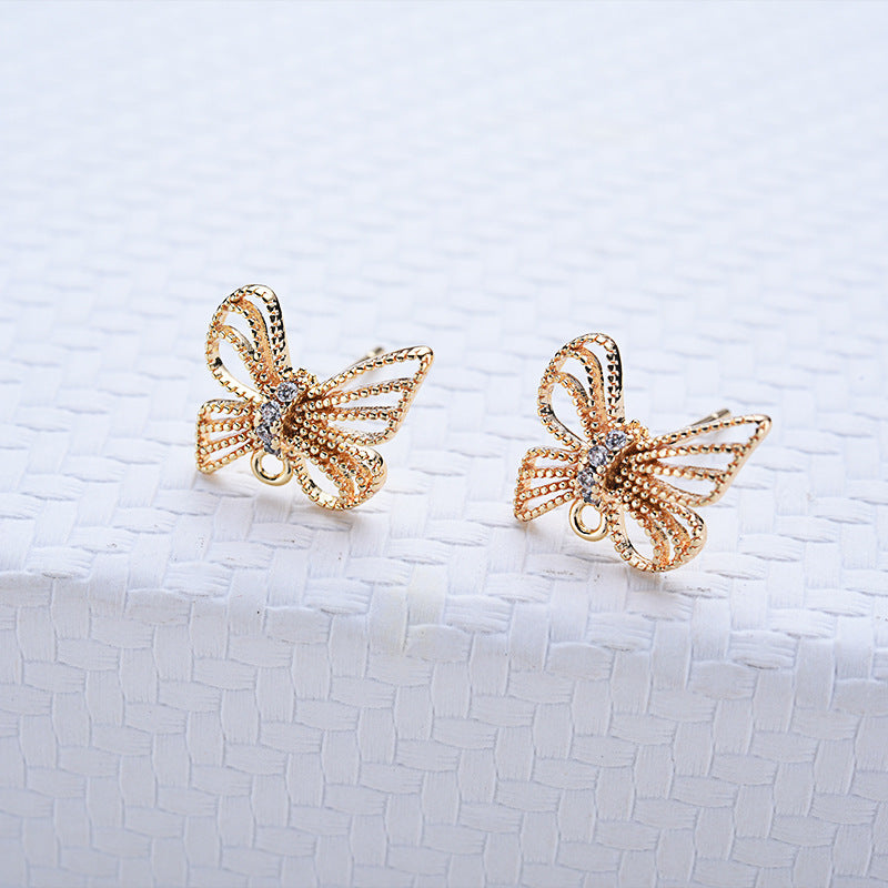 20 boucles d'oreilles à nœud papillon avec boucle 14K GF, ornées de strass