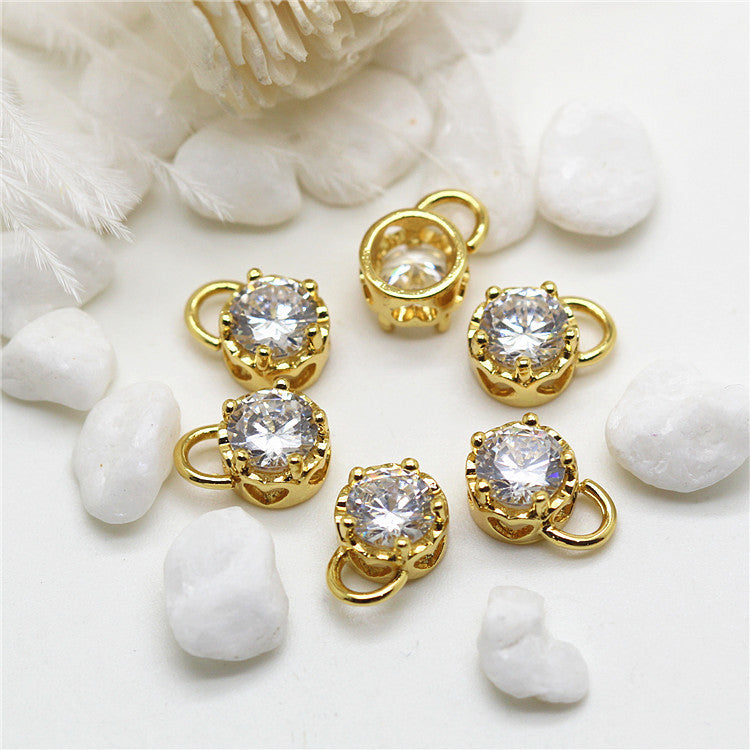 20 pendentifs à breloques en pierre ronde ornés de strass 14K GF