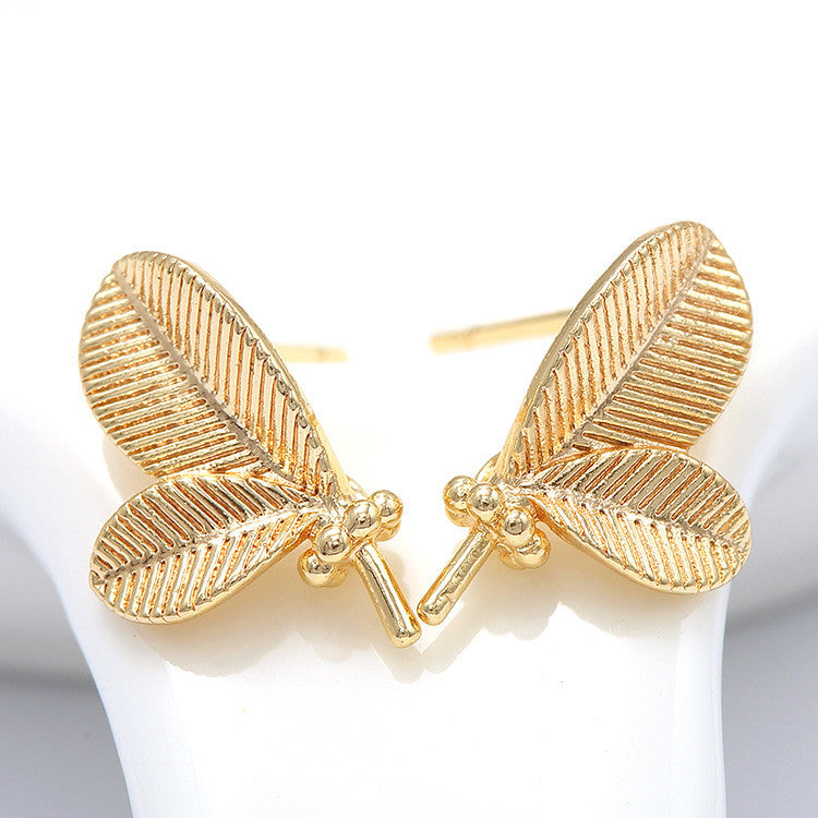 Boucles d'oreilles à tige à 4 feuilles ornées de strass 14 carats GF, perles à moitié percées, vierges