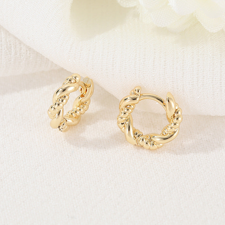 4 boucles d'oreilles créoles épaisses en cercles torsadés 14K GF Earing