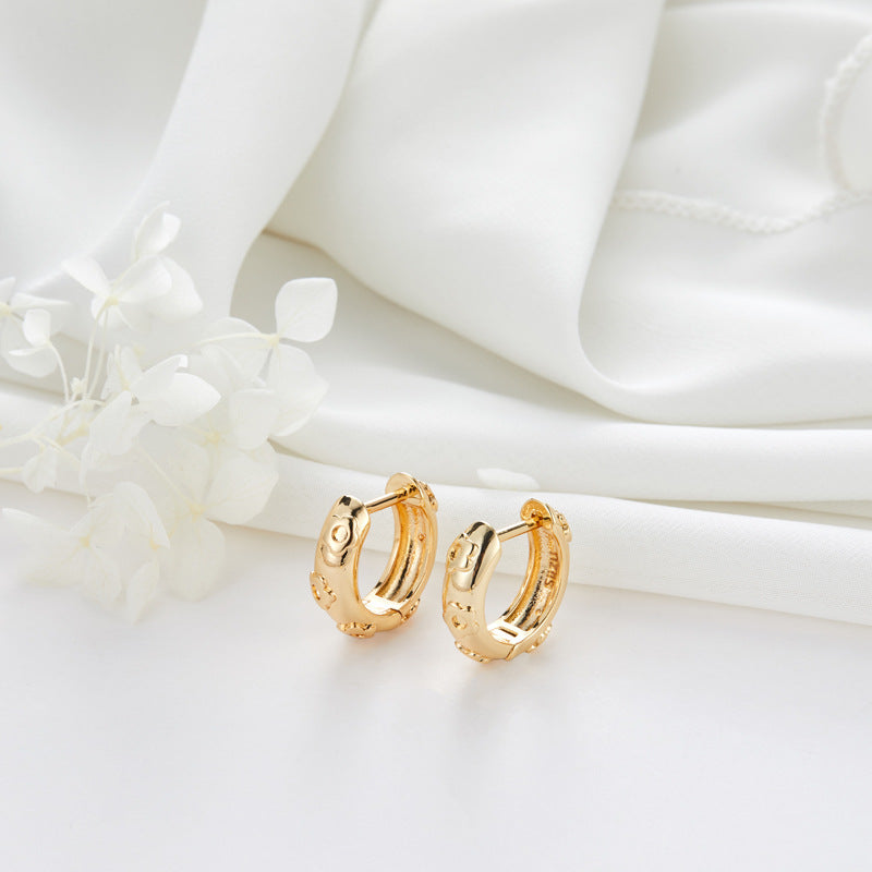 4 Chunky Round Circle Hoop Earring 14K GF Earing
