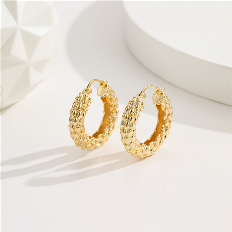 Boucles d'oreilles créoles épaisses en cercle enveloppé de 4 fils, 14K GF