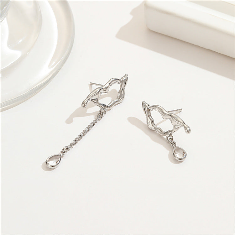 4 boucles d'oreilles à tige florale incurvée, ornées de strass GF 14 carats