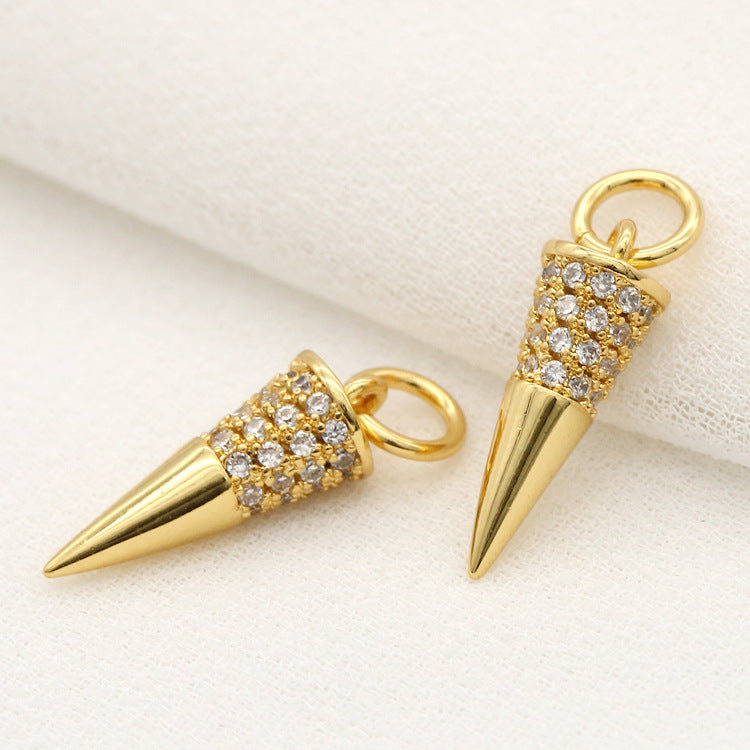 2 pendentif à breloque cône de rouge à lèvres orné de strass 14K GF