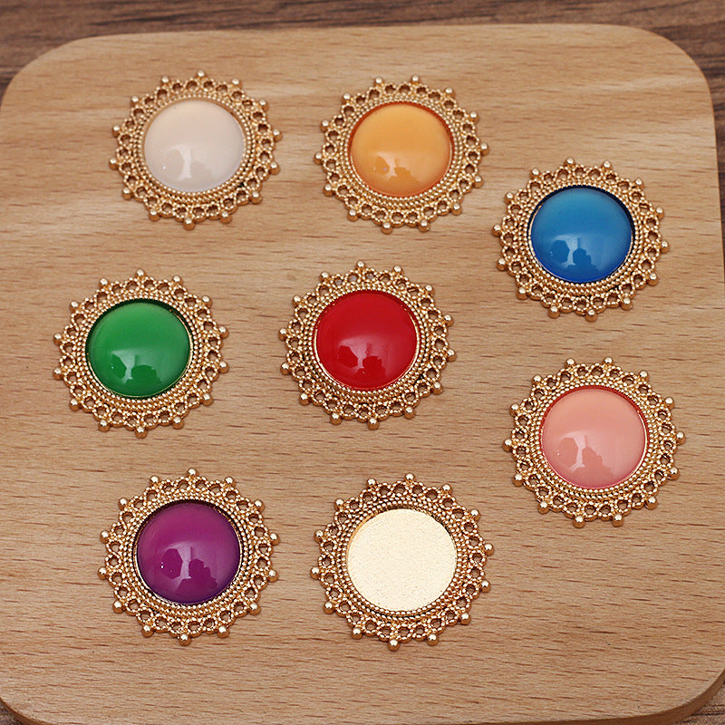 50 Round Floral Charm Pendant 18KGP 14mm Cabochon Blank Base Gemstone Piece Setting