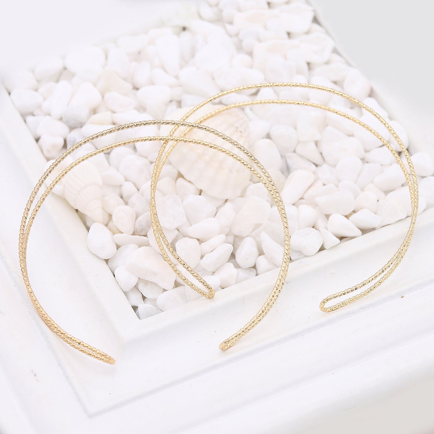 Bracelet jonc double rangée à 5 cercles ouverts 14K GF