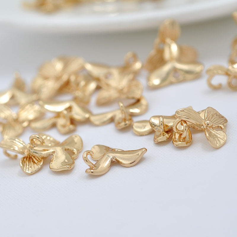 20 connecteurs de charme floral à double boucle 14K GF