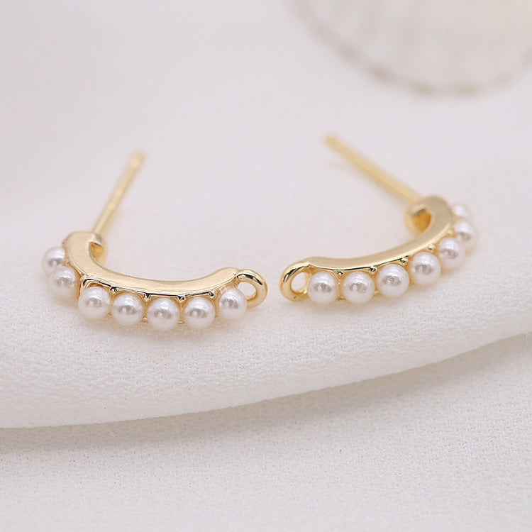 10 Halbkreis-Ohrstecker mit Öse, 14-Karat-GF-Perlenverzierung