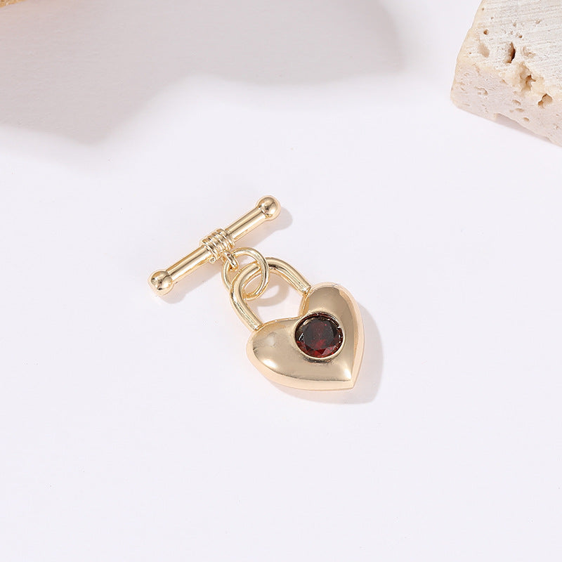 2 Rose Floral Heart Lock Circle OT Clasp 14K GF Clasps Connector