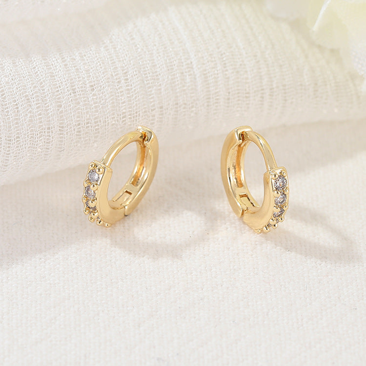 4 boucles d'oreilles créoles rondes ornées de strass 14K GF