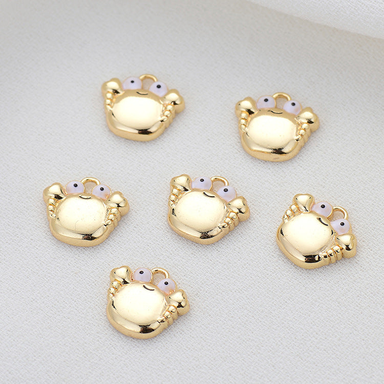 2 Segelboot-Blumenkrabben-Charm-Anhänger, Emaille, Epoxidharz, 14 K GF, Strass verziert