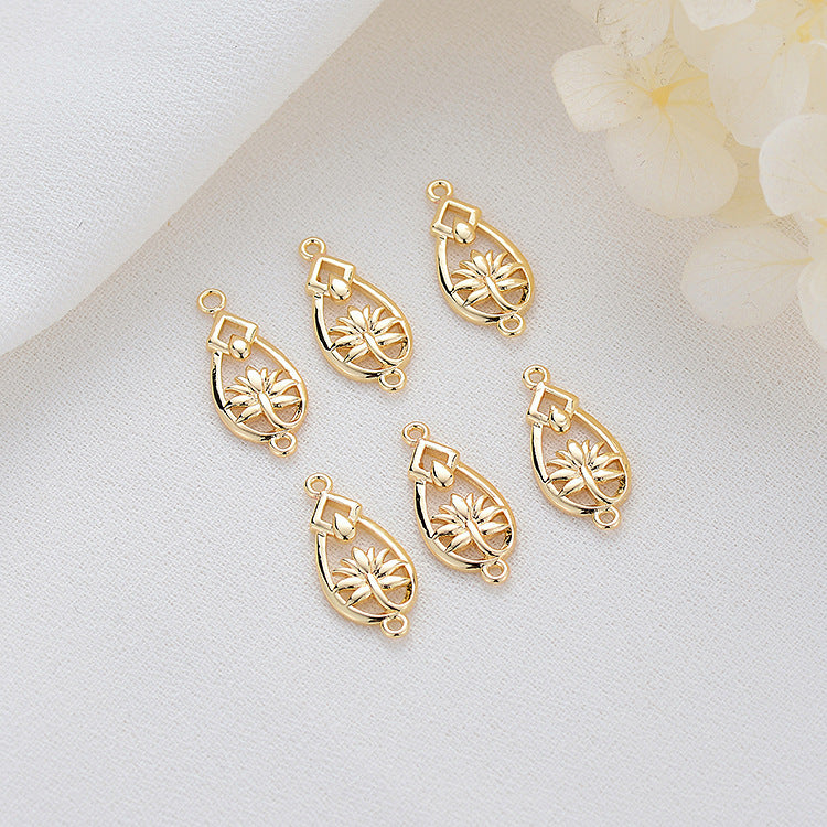 10 doppelt geschlungene runde Rentier-Wassertropfen-Lotus-Blumen-Charm-Verbindungsstücke aus 14 Karat GF