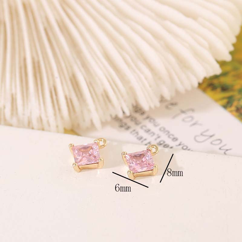 2 Diamond Charm Pendant Rhinestone Embellished 14K GF