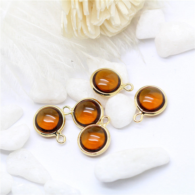 10-kantiger runder Charm-Anhänger mit Strassverzierung aus 14-karätigem GF