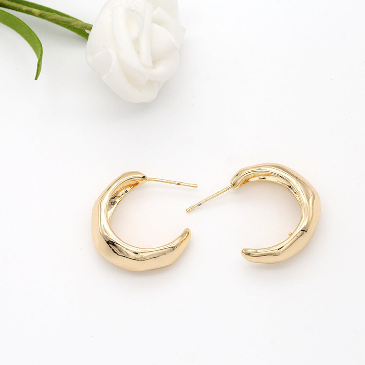 4 boucles d'oreilles à tige épaisses en demi-cercle brillant 14K GF Earing