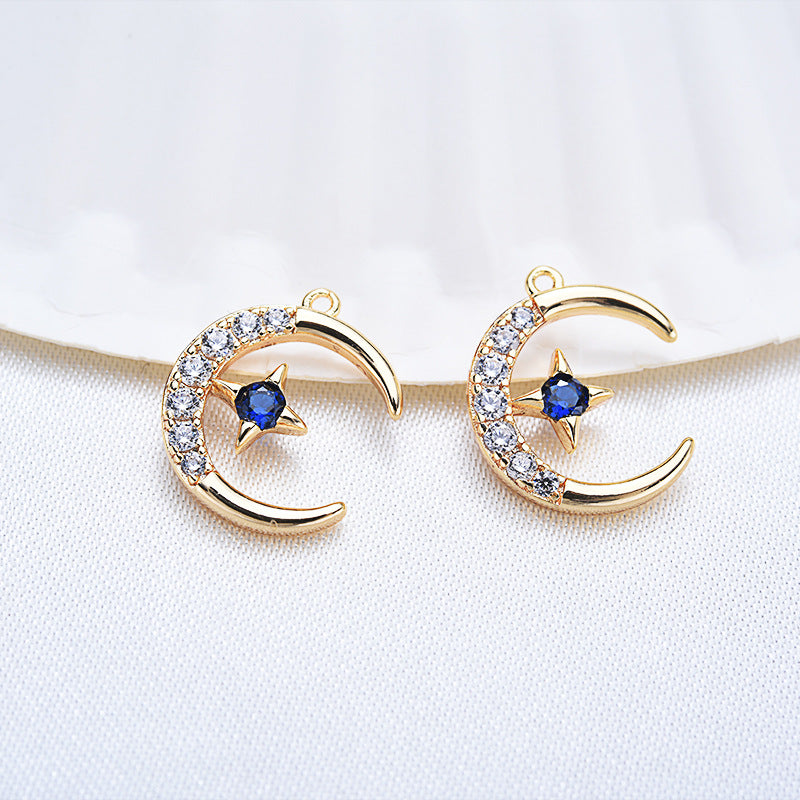 20 Star Moon Charm Pendant Rhinestone Embellished 14K GF