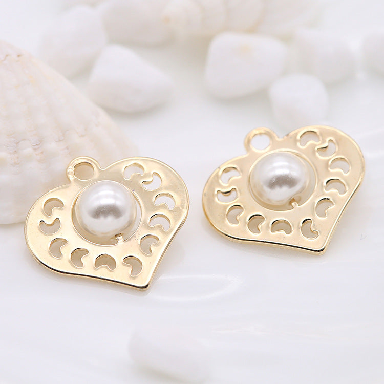 Pendentif à breloque 10 cœurs orné de perles 14K GF