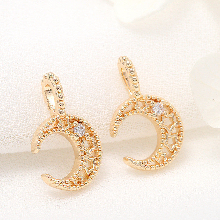 10 pendentif à breloque creux à quatre feuilles, clou de girofle, étoile ronde, lune florale, strass embelli 14K GF