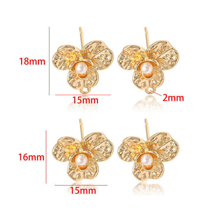 4 boucles d'oreilles florales avec boucle 14K GF sans trou perle vierge