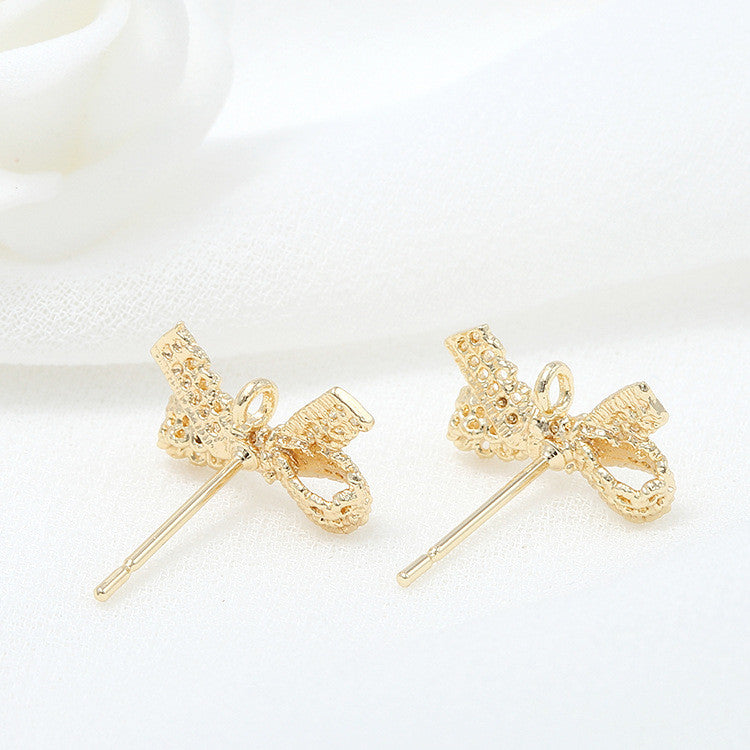 4 boucles d'oreilles à nœud papillon avec boucle d'oreille 14K GF