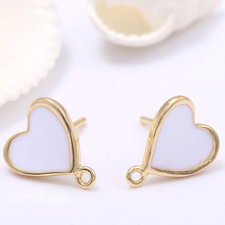 Boucles d'oreilles à 4 clous en forme de cœur avec boucle d'oreille ornée de coquillages 14 carats GF
