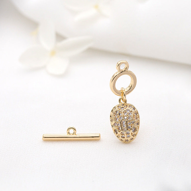 2 runde Kreis-OT-Verschlüsse, 14K GF Strass verziert, Schildkrötenpanzer-Charm-Verschlüsse, Verbinder