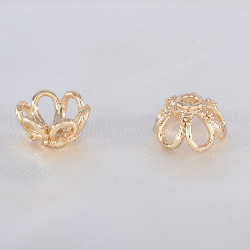 20 capuchons de perles florales, tasse 14K GF, entretoise de perles de charme