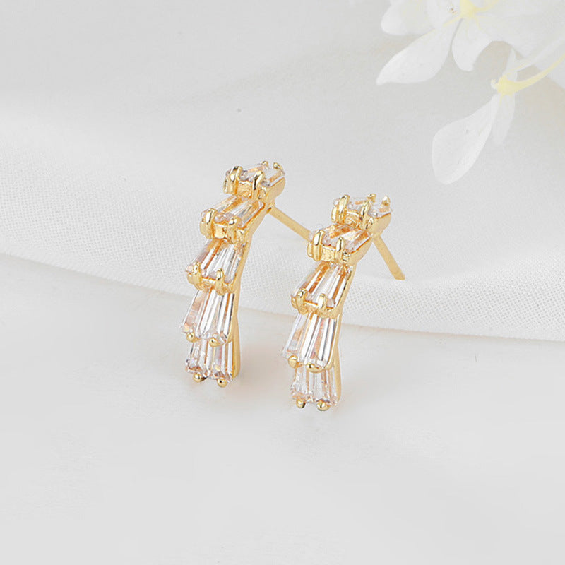 4 Feather Music Butterfly Stud Earrings 14K GF Rhinestone Embellished Earing