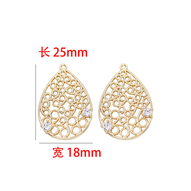 5 pendentif à breloque goutte d'eau creuse strass embelli 14K GF