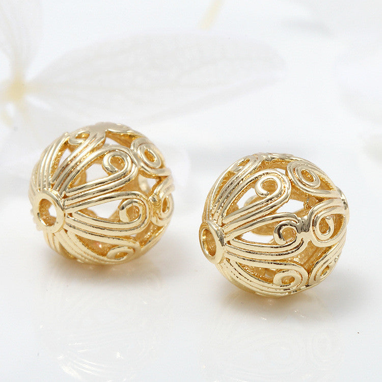 10 perles rondes creuses 14K GF, entretoise de perles de charme