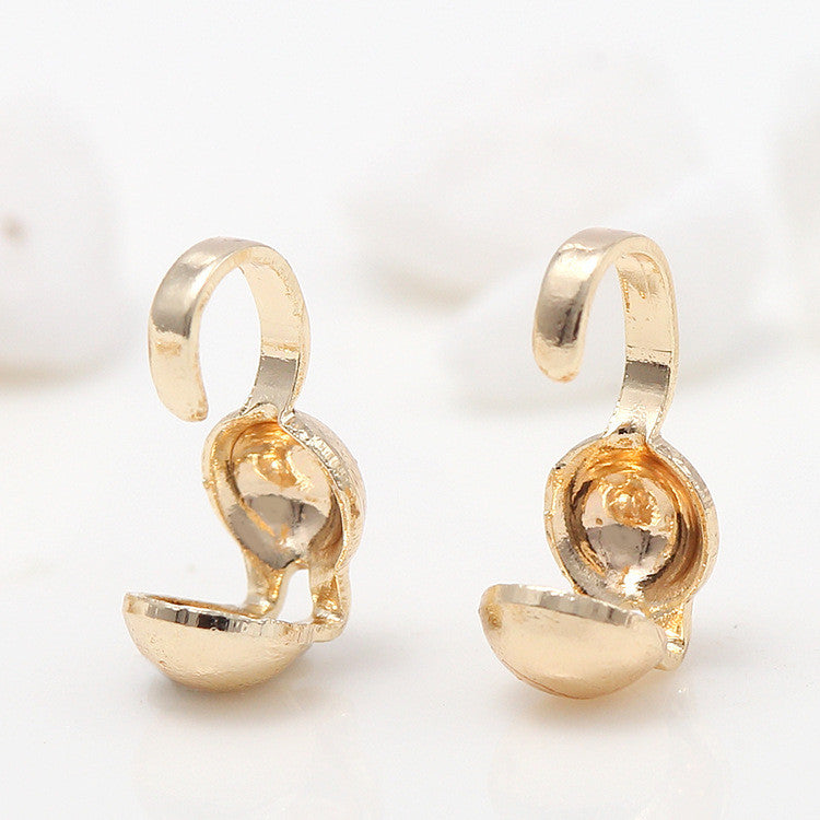 200 Perlen-Kettenendklemmen, Crimp-Clip-Verschluss, 14 K GF