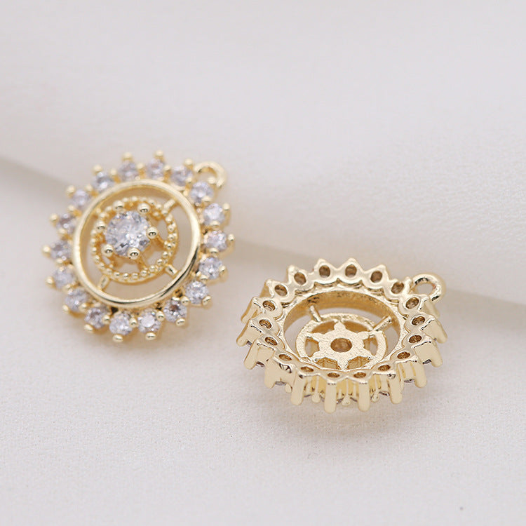 2 pendentif à breloque cercle de roue creuse orné de strass 14K GF