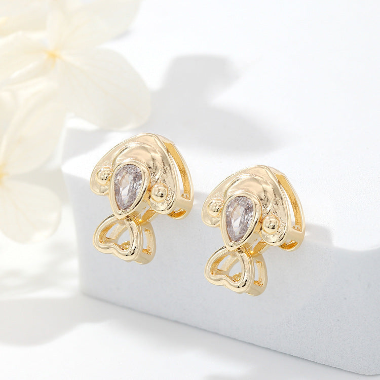 2 Pinch Bails Rhinestone Embellished 14K GF Pendant Top Rings Connector